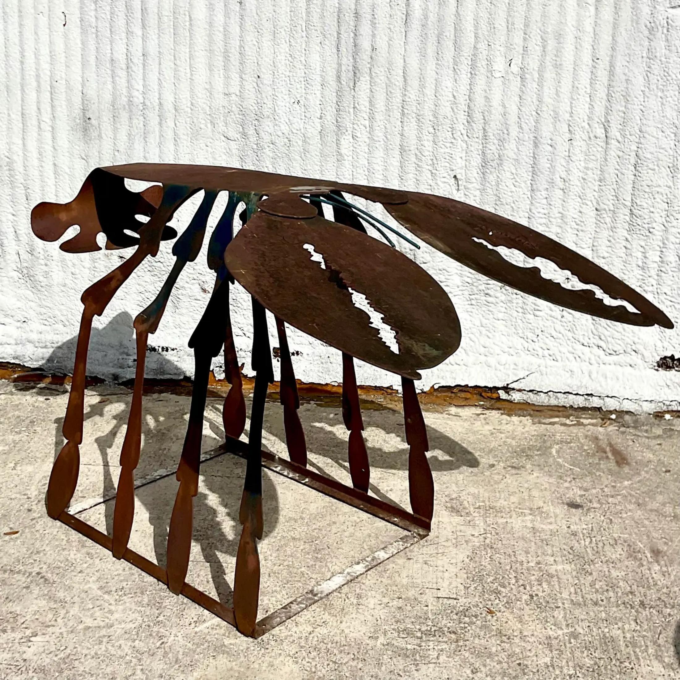 20th Century Vintage Boho Dino Kotopoulis Torch Cut Lobster Sculpture For Sale