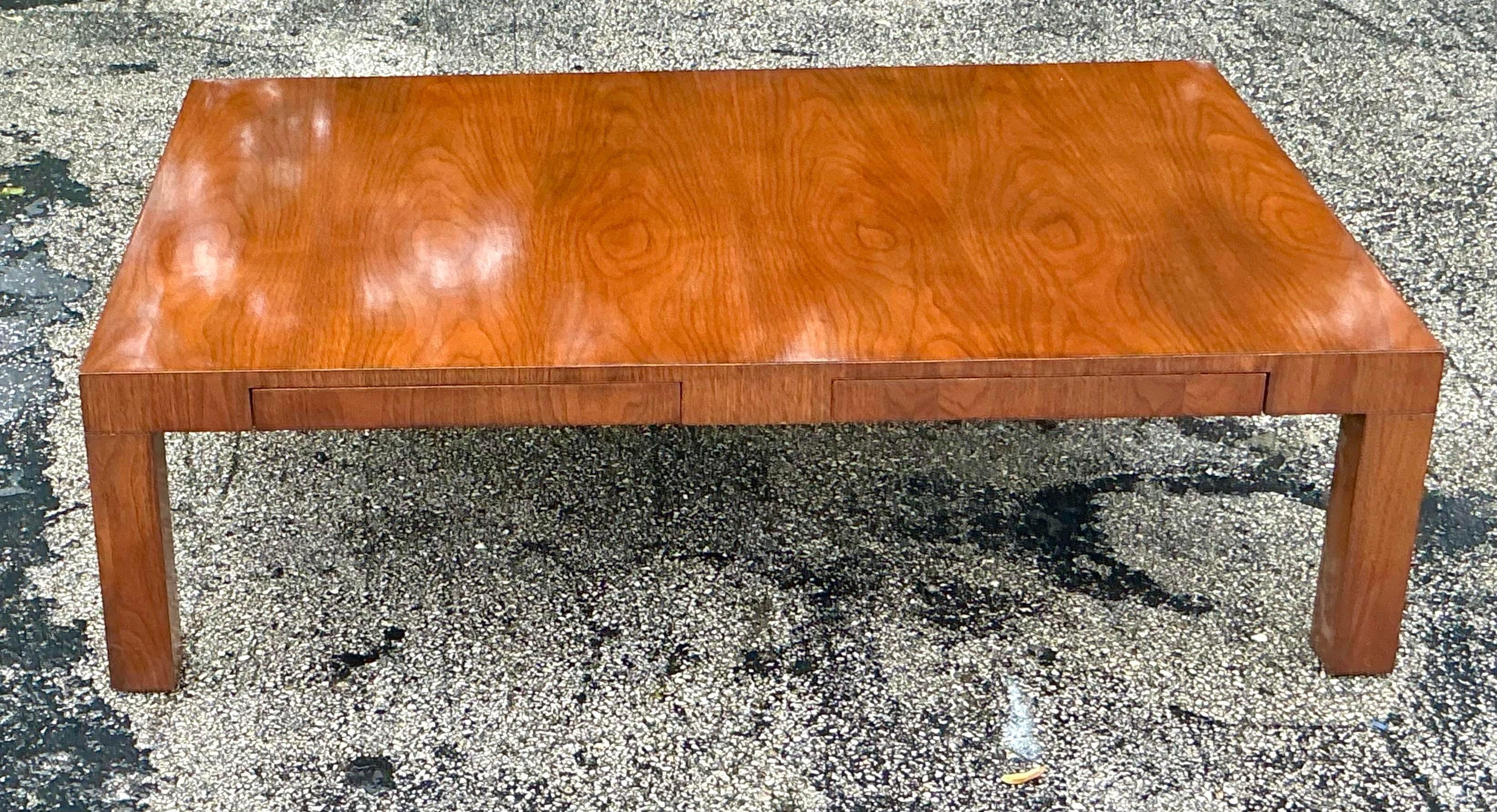 Mid-Century Modern Vintage Boho Directional Four Drawer Coffee Table For Sale