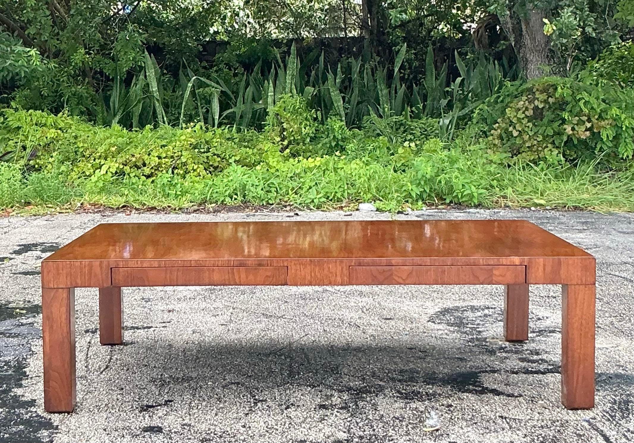 Vintage Boho Directional Four Drawer Coffee Table In Good Condition For Sale In west palm beach, FL