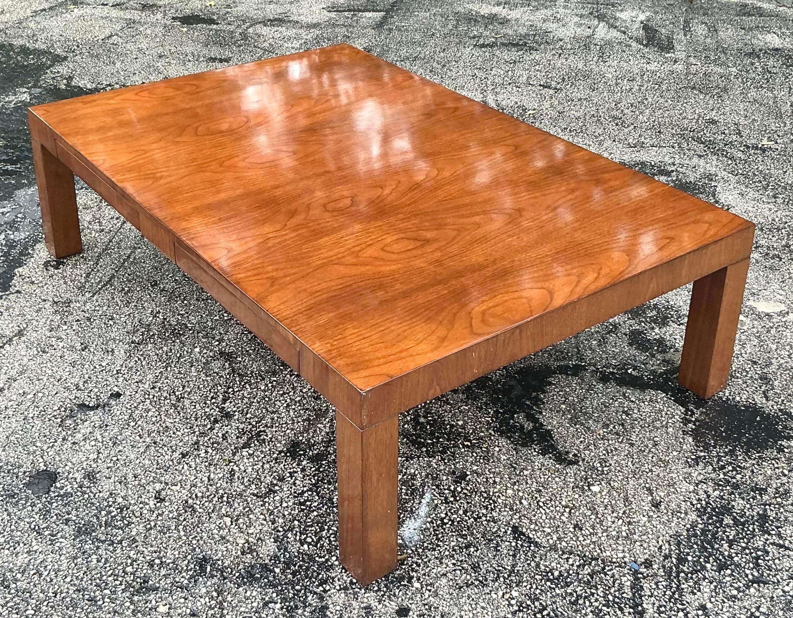 20th Century Vintage Boho Directional Four Drawer Coffee Table For Sale