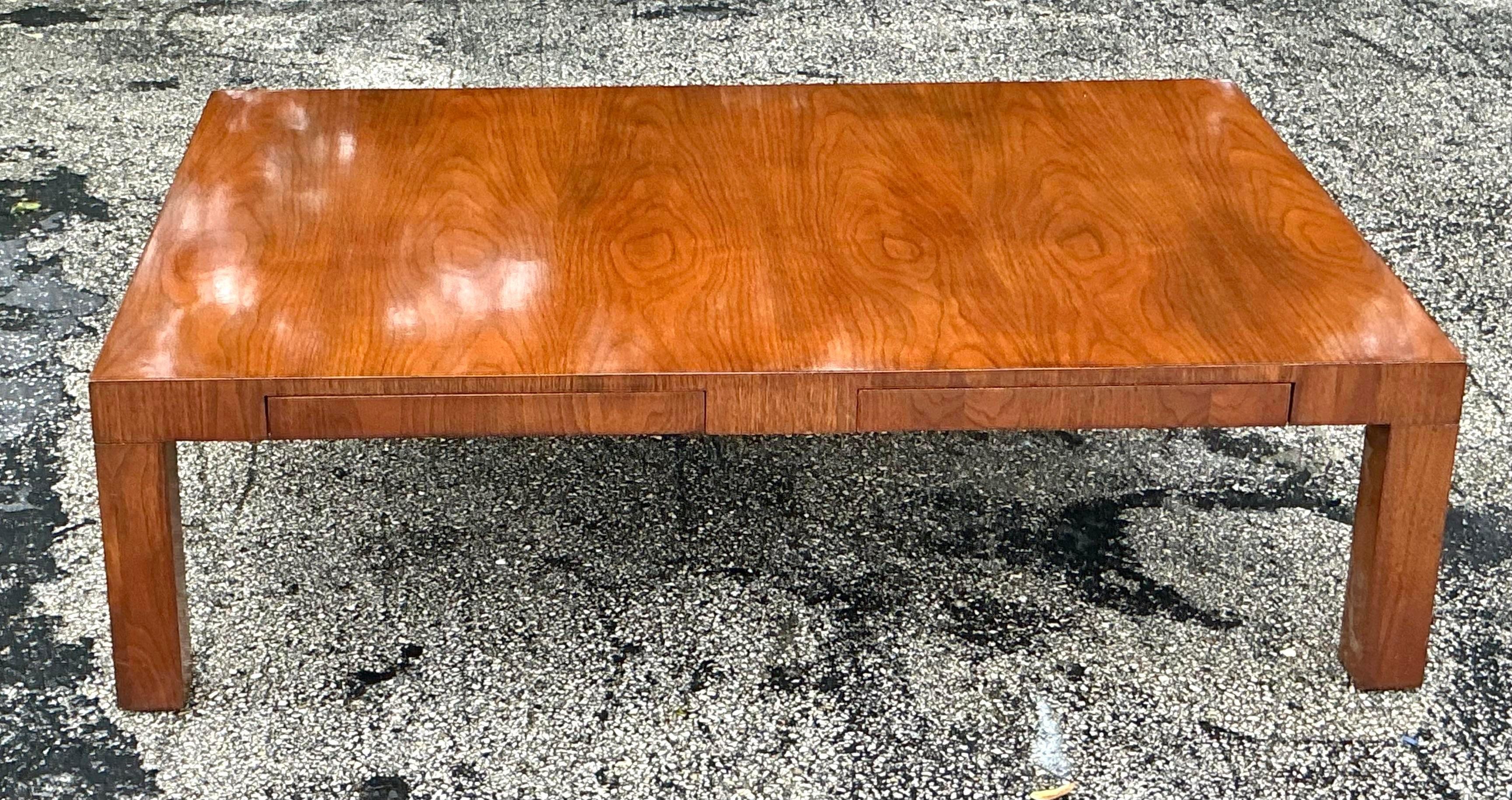 Vintage Boho Directional Four Drawer Coffee Table For Sale 1