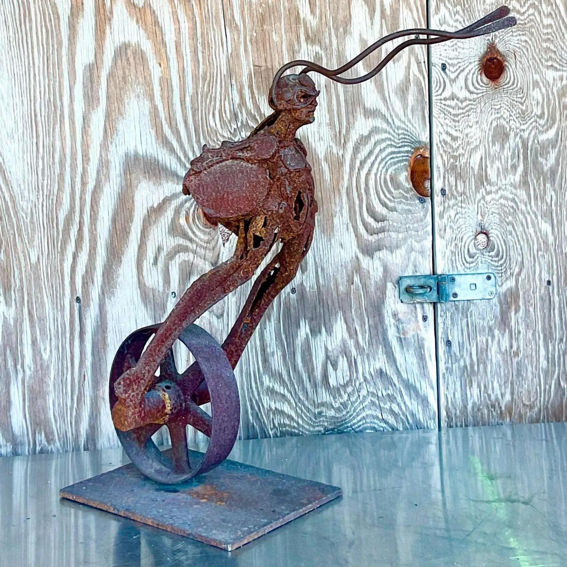 20th Century Vintage Boho Distressed Abstract Sculpture For Sale