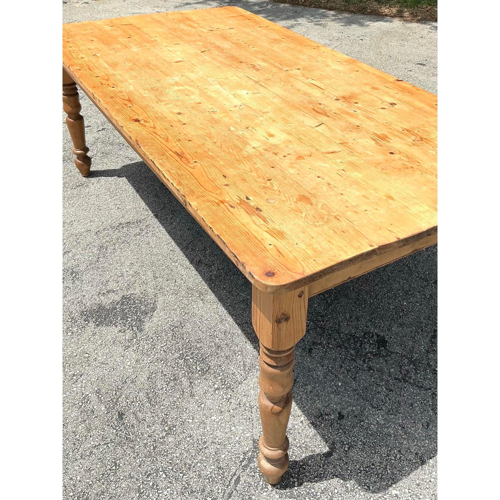 Bois Table de ferme Vintage Boho Distressed en vente