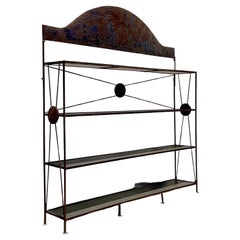 Vintage Boho Distressed Hammered Metal Etagere
