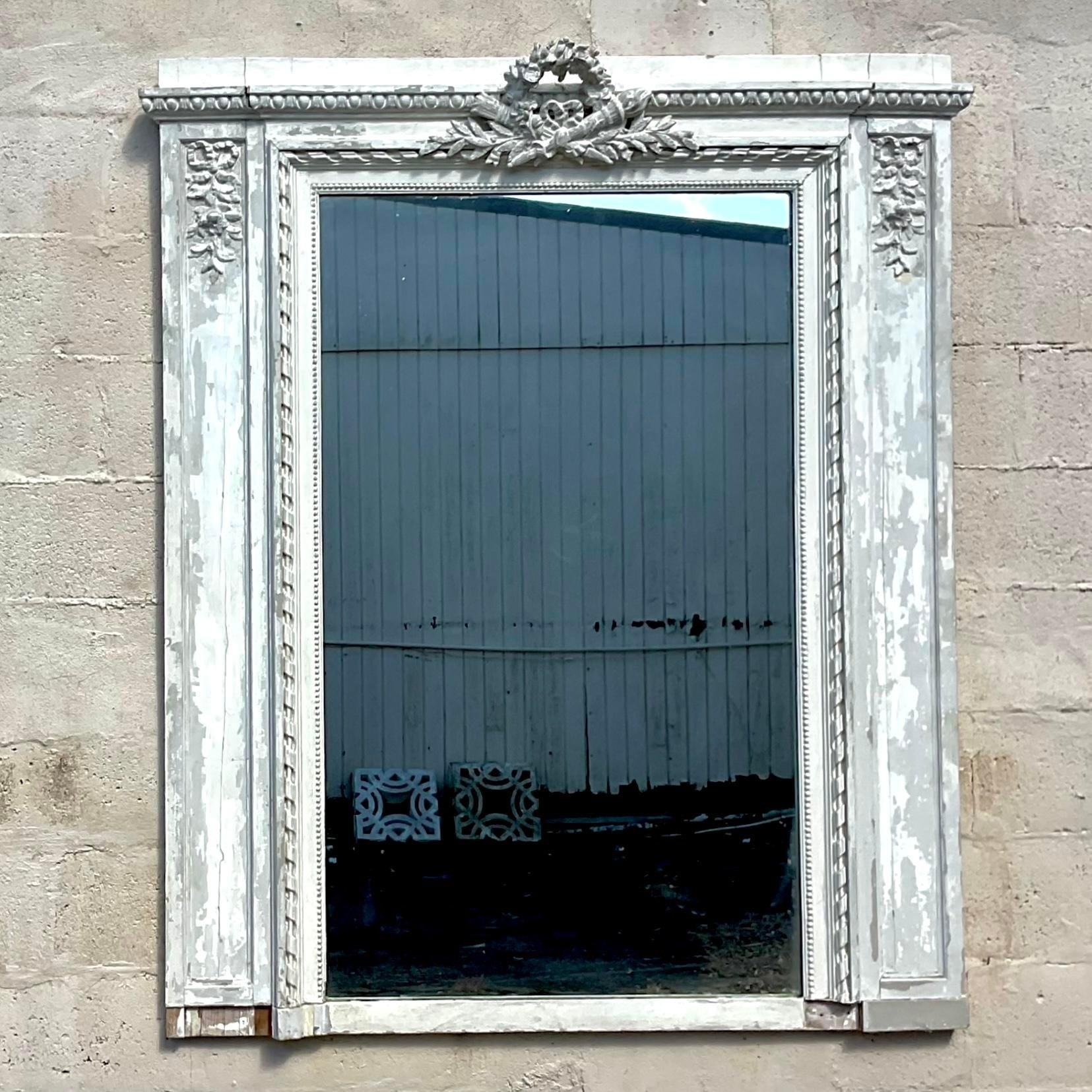 Miroir vintage Boho sculpté à la main en vente 1
