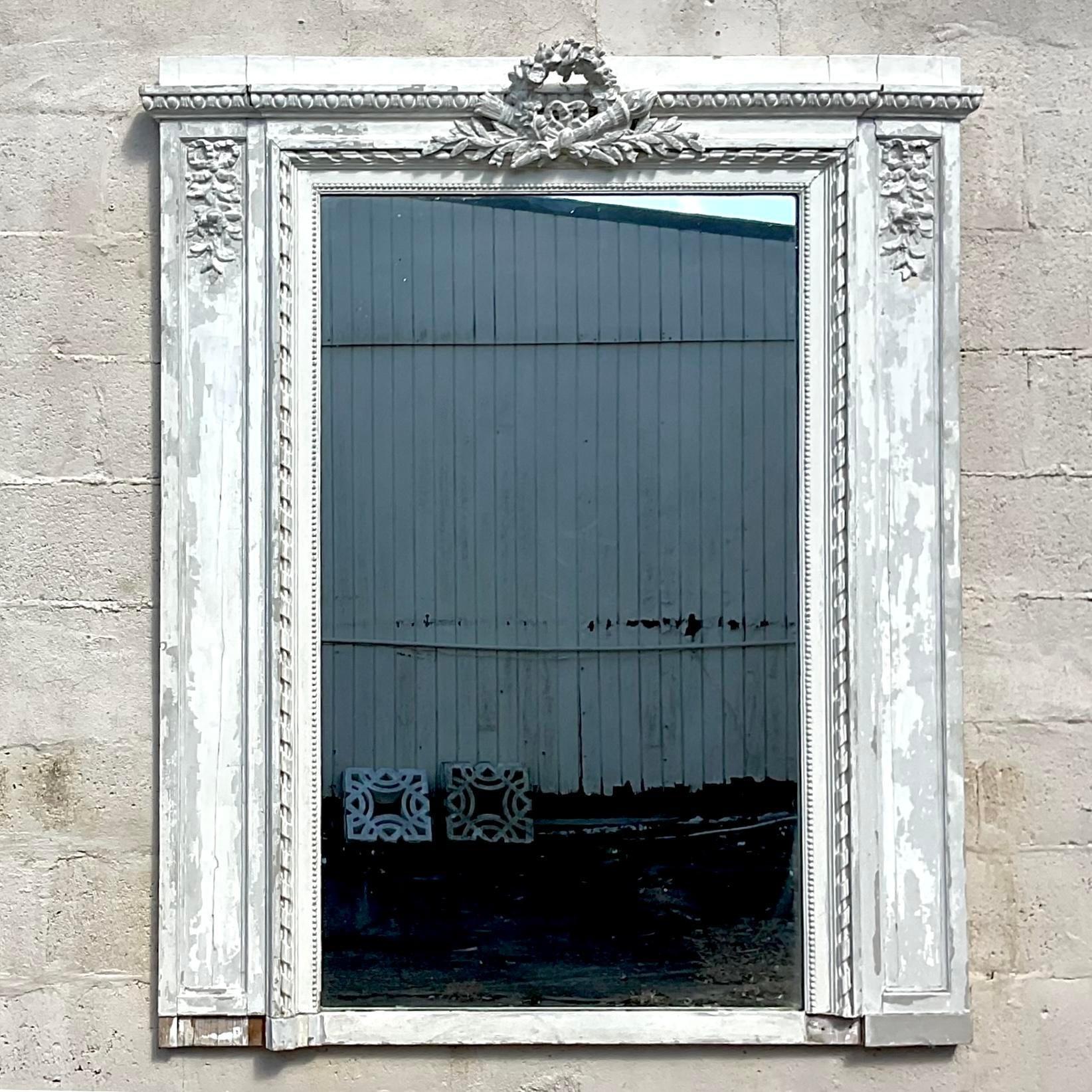 Miroir vintage Boho sculpté à la main en vente 2
