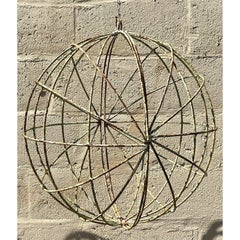 Vintage Boho Distressed Iron Sphere - A Pair