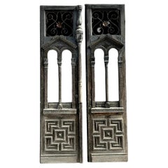 Vintage Boho Distressed Palm Beach Pediment Doors - Set of 2