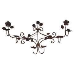 Vintage Boho Distressed Patina Wall Candelabra