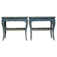 Pareja de mesas auxiliares vintage boho envejecidas