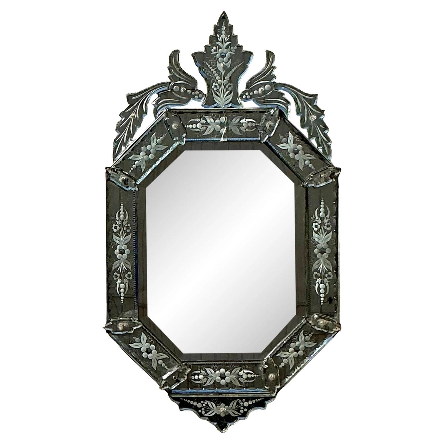 Vintage Boho Distressed Venetian Glass Mirror