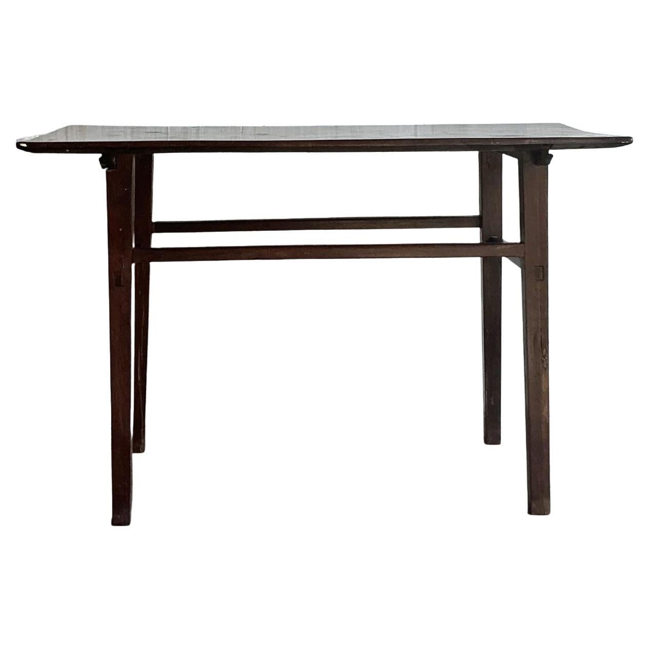 Tavolo consolle in legno vintage bohémien e invecchiato