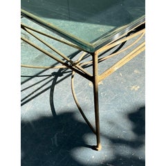 Vintage Boho Distressed Wrought Iron Coffee Table