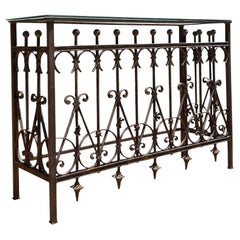 Vintage Boho Distressed Wrought Iron Console Table