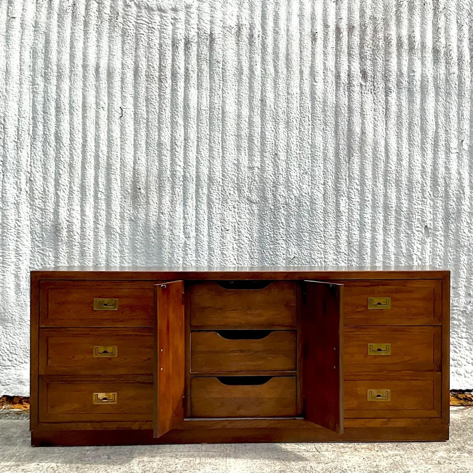 Vintage Boho Dixie “Act Ii” Campaign Credenza In Good Condition In West Palm Beach, FL