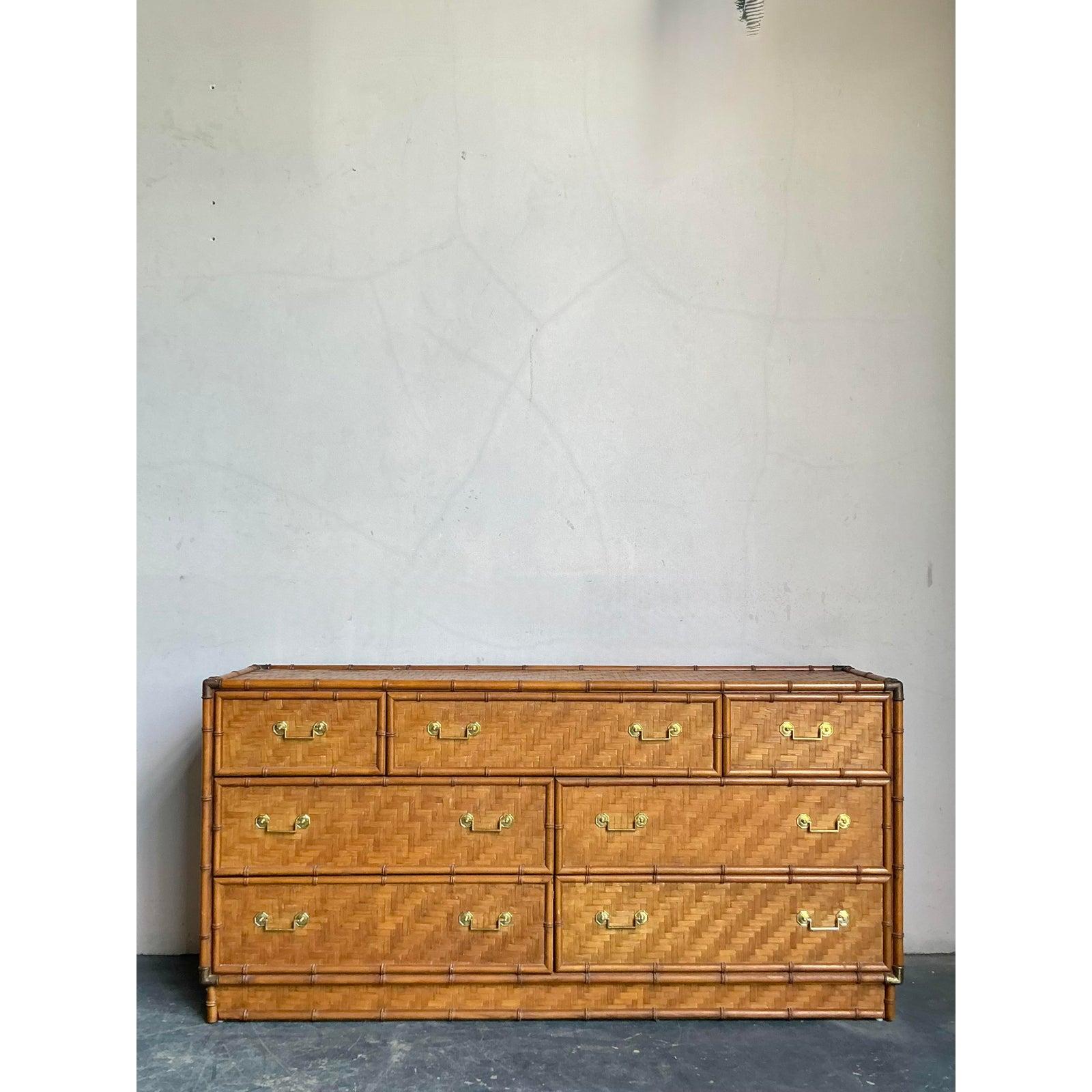 Com�ò in rattan vintage in stile bohémien Dixie Parquet in vendita 1