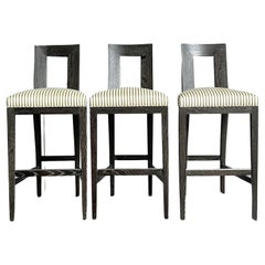 Vintage Boho Donghia Cerused "Margarita" Barhocker - Satz von 3