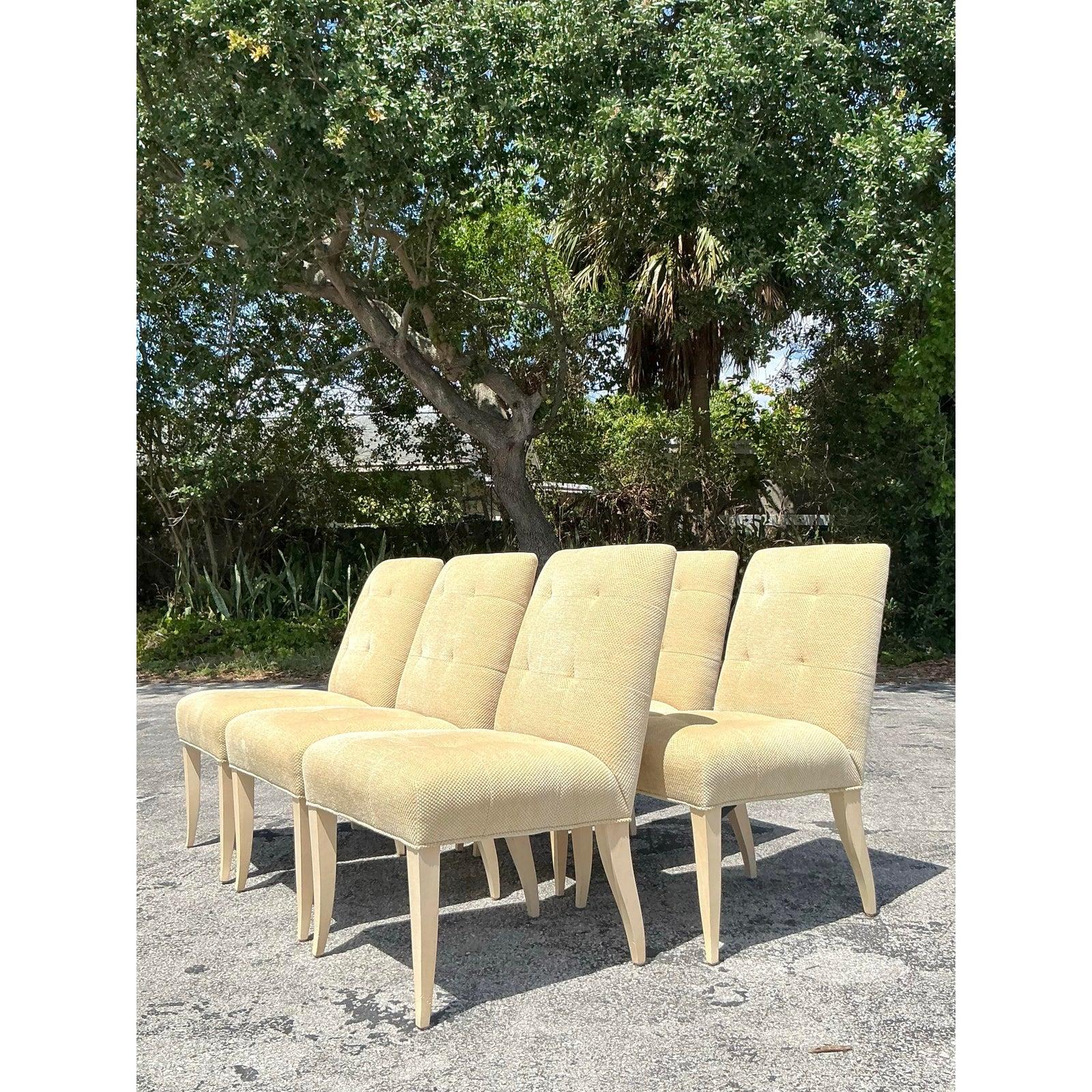 Vintage Boho Donghia getuftete Vintage-Esszimmerstühle - 6er-Set im Angebot 4