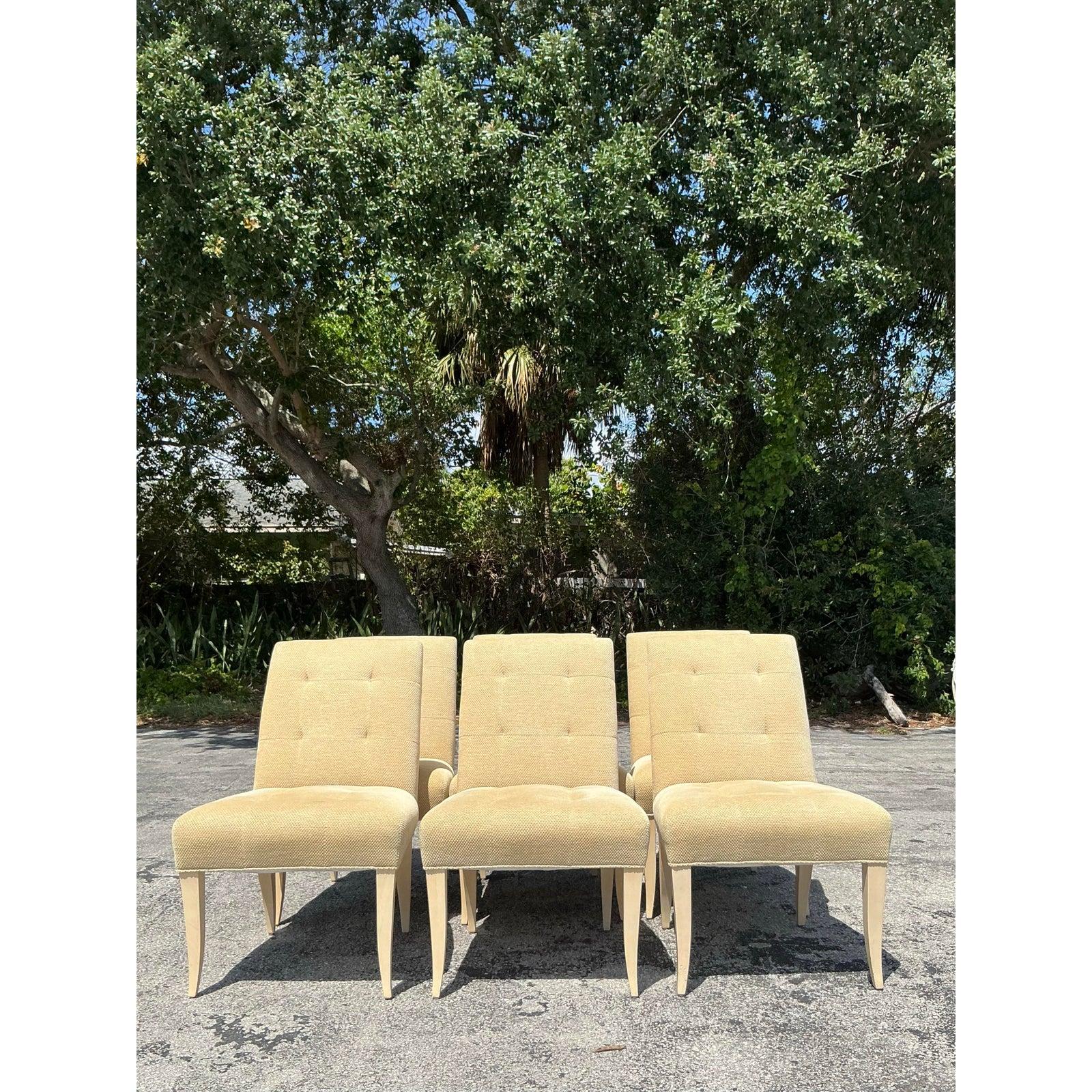 Vintage Boho Donghia getuftete Vintage-Esszimmerstühle - 6er-Set im Angebot 5