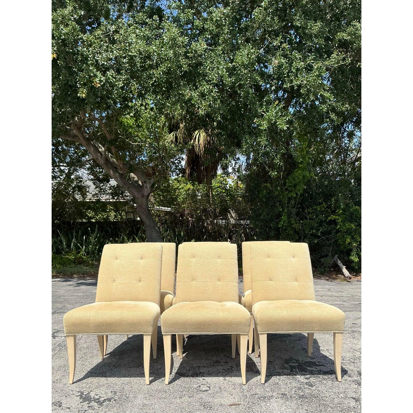 Vintage Boho Donghia getuftete Vintage-Esszimmerstühle - 6er-Set (amerikanisch) im Angebot