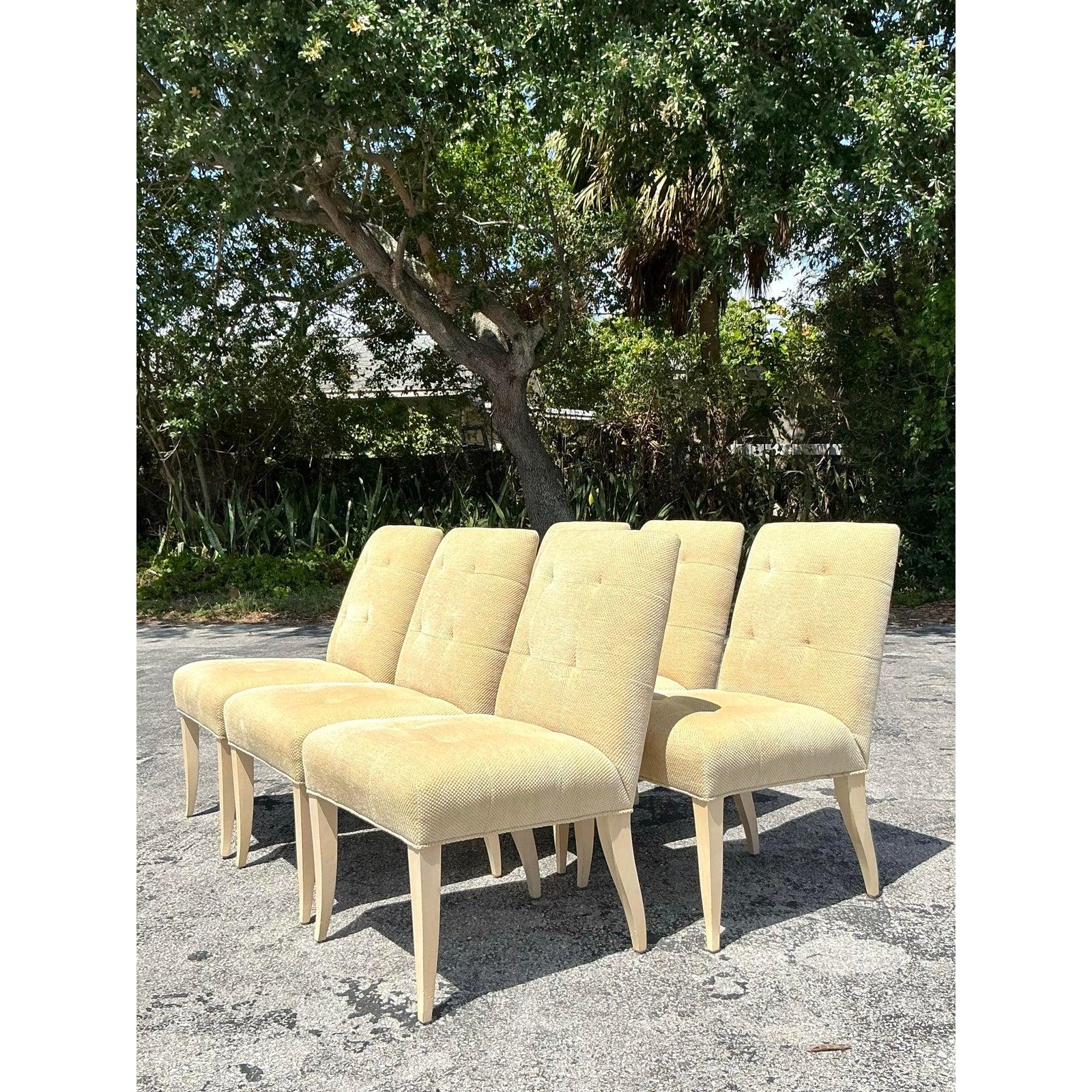 Vintage Boho Donghia getuftete Vintage-Esszimmerstühle - 6er-Set im Zustand „Gut“ im Angebot in west palm beach, FL