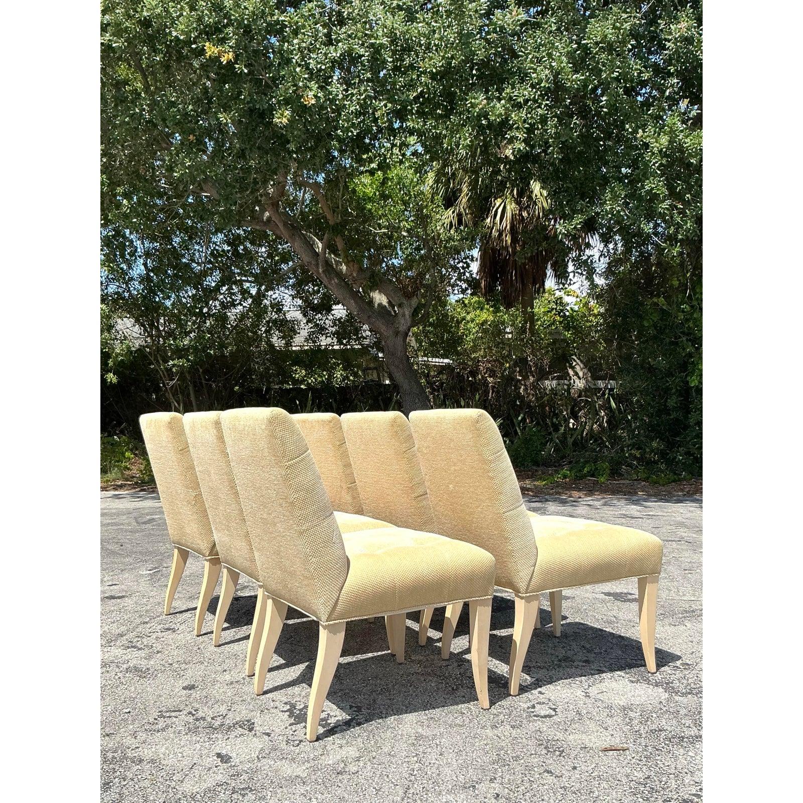 Vintage Boho Donghia getuftete Vintage-Esszimmerstühle - 6er-Set (Polster) im Angebot