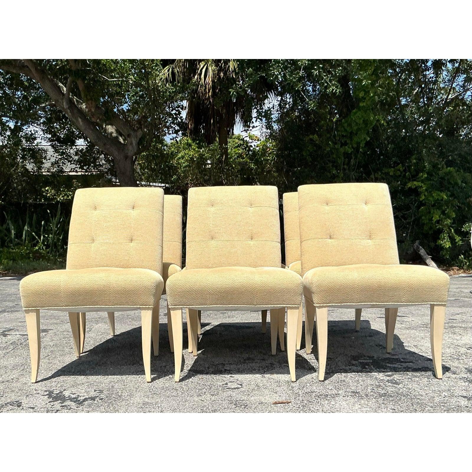 Vintage Boho Donghia getuftete Vintage-Esszimmerstühle - 6er-Set im Angebot 2