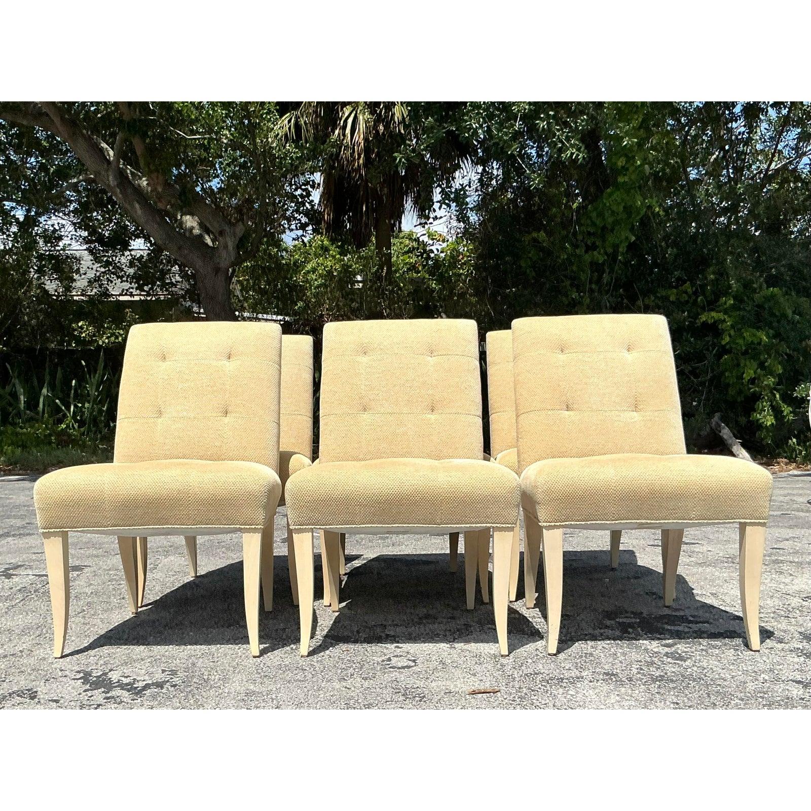 Vintage Boho Donghia getuftete Vintage-Esszimmerstühle - 6er-Set im Angebot 3