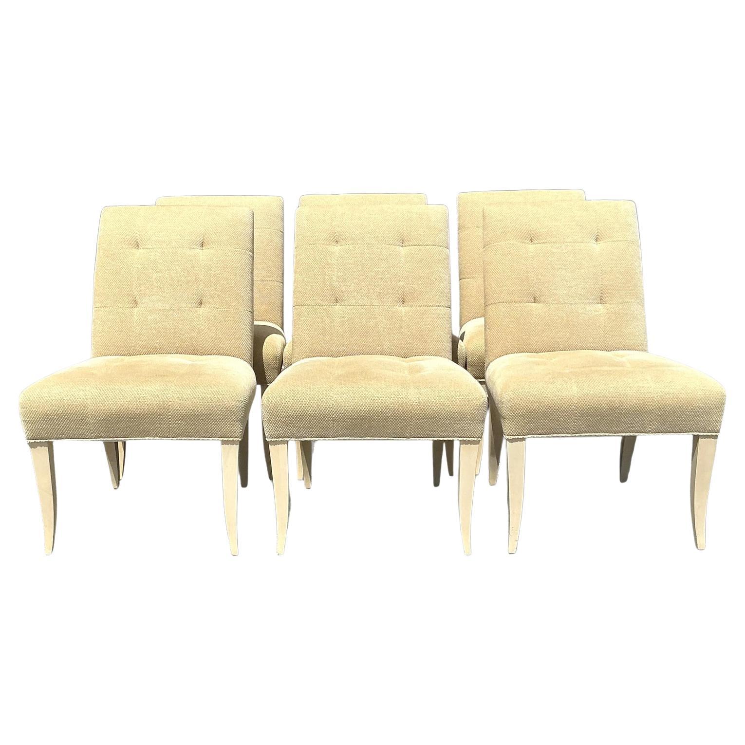 Vintage Boho Donghia Tufted Dining Chairs - Set of 6