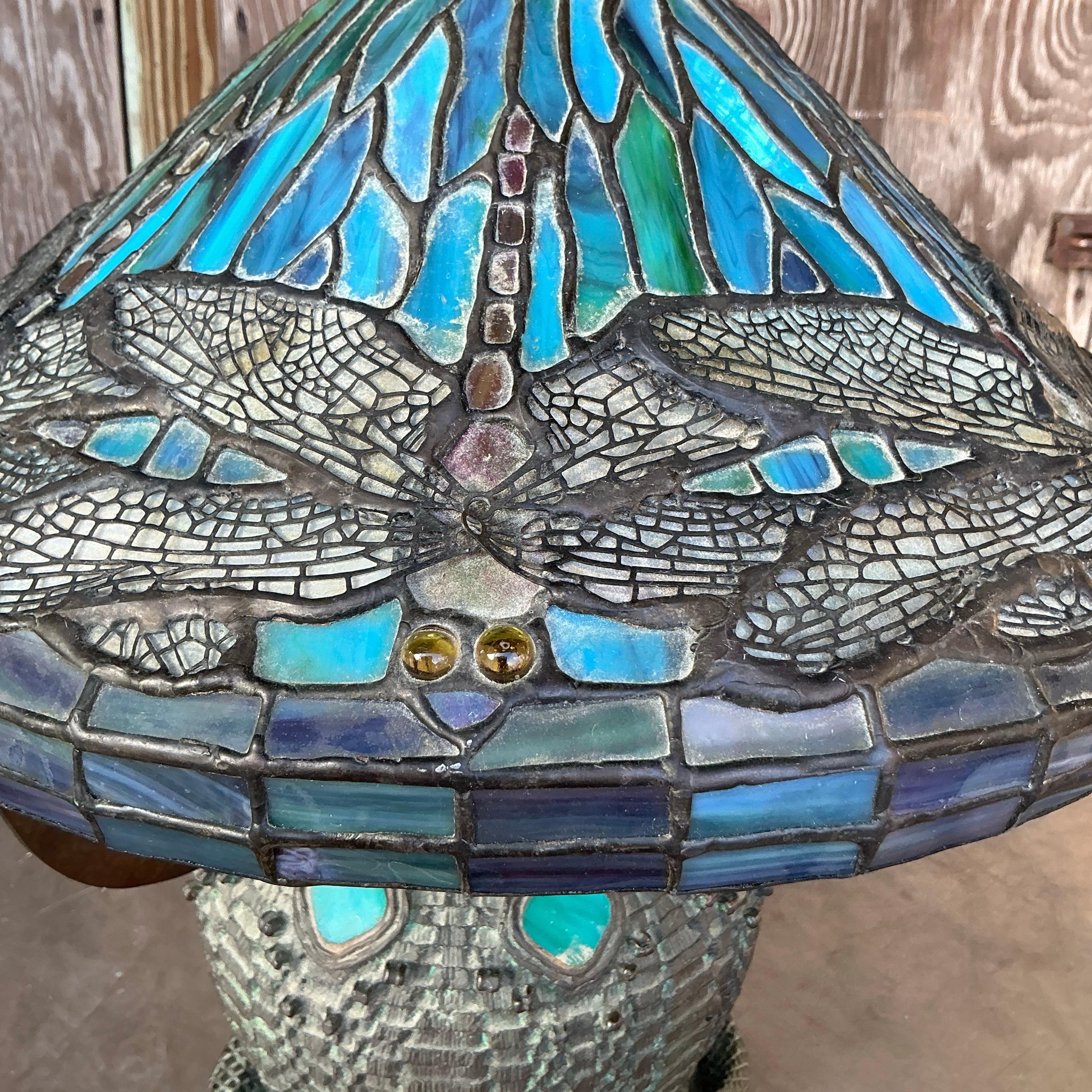 20ième siècle Lampe Boho en verre libellule vintage d'après Tiffany en vente
