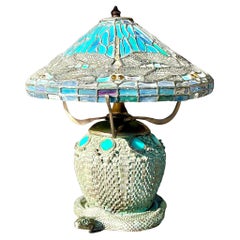 Vintage Boho Dragonfly Glass Lamp After Tiffany