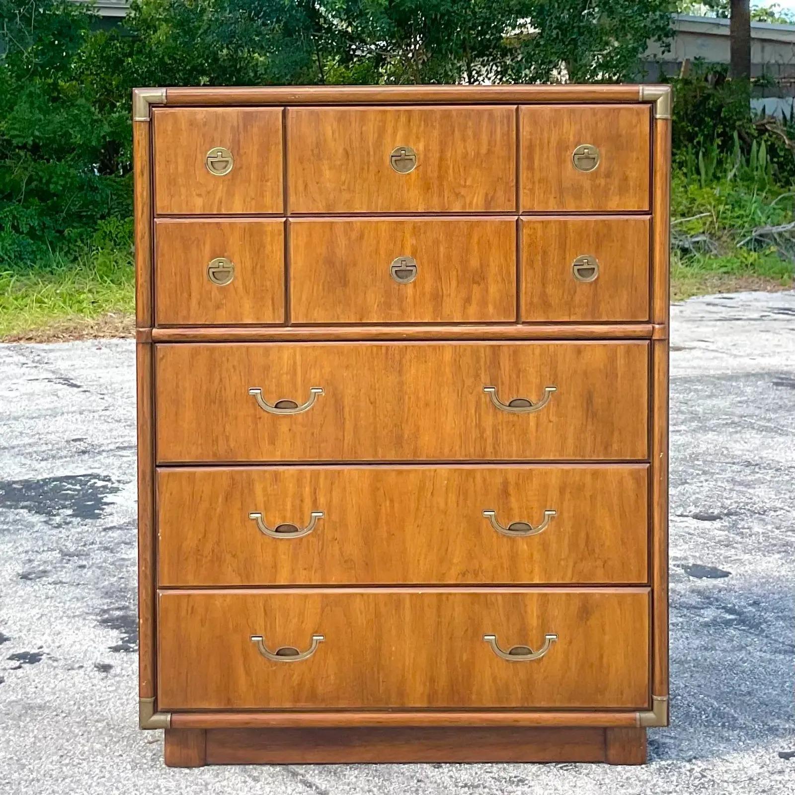 Campaign Vintage Boho Drexel “Accolade” Tall Chest of Drawers