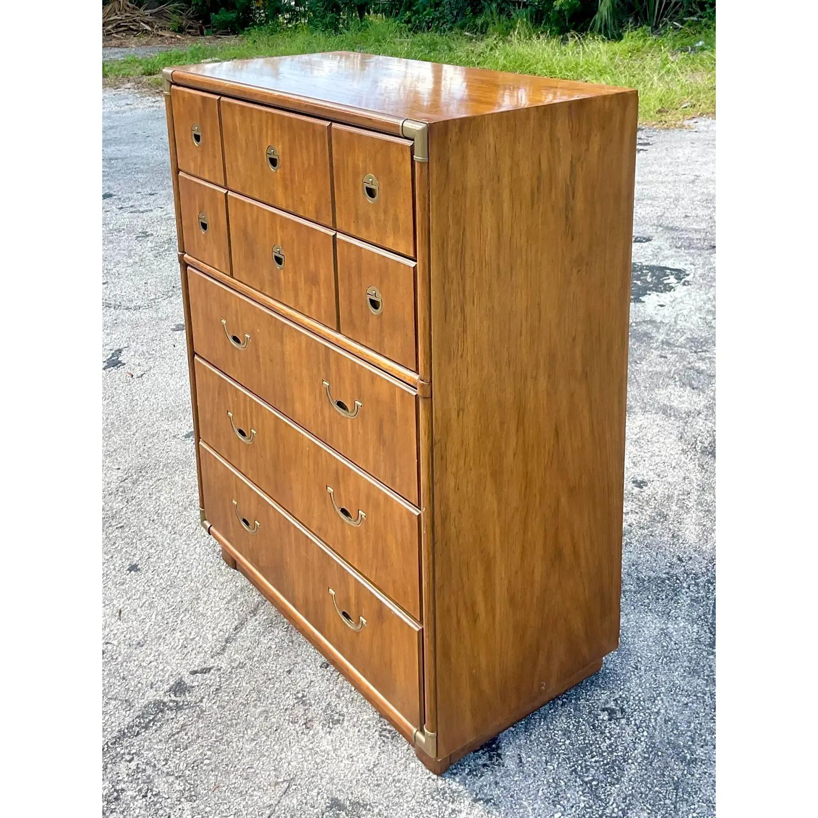 Vintage Boho Drexel “Accolade” Tall Chest of Drawers In Good Condition In west palm beach, FL