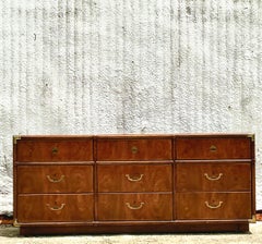 Vintage Boho Drexel Campaign 9 Drawer Dresser