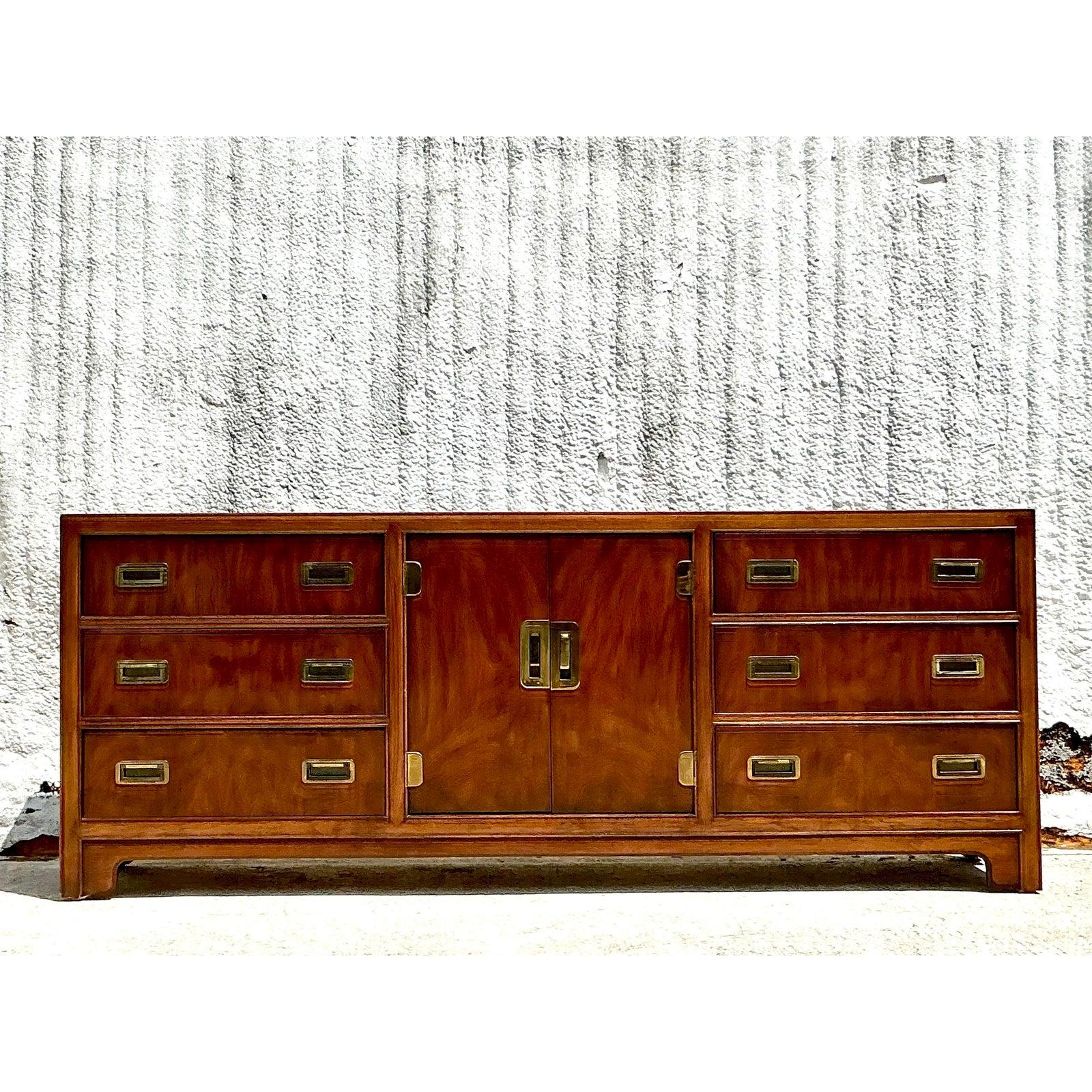Vintage Boho Drexel Campaign Credenza For Sale 4