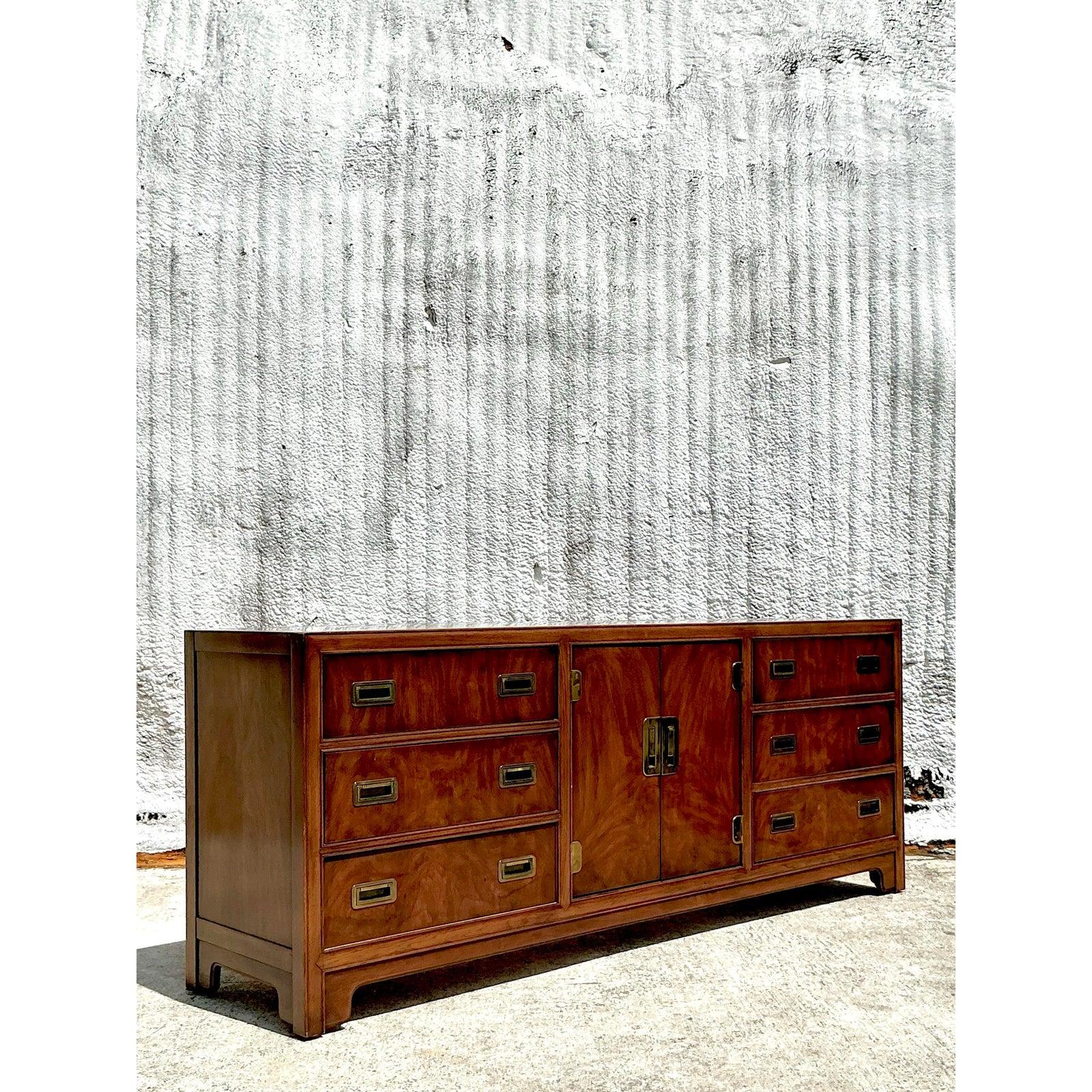 Vintage Boho Drexel Campaign Credenza For Sale 5