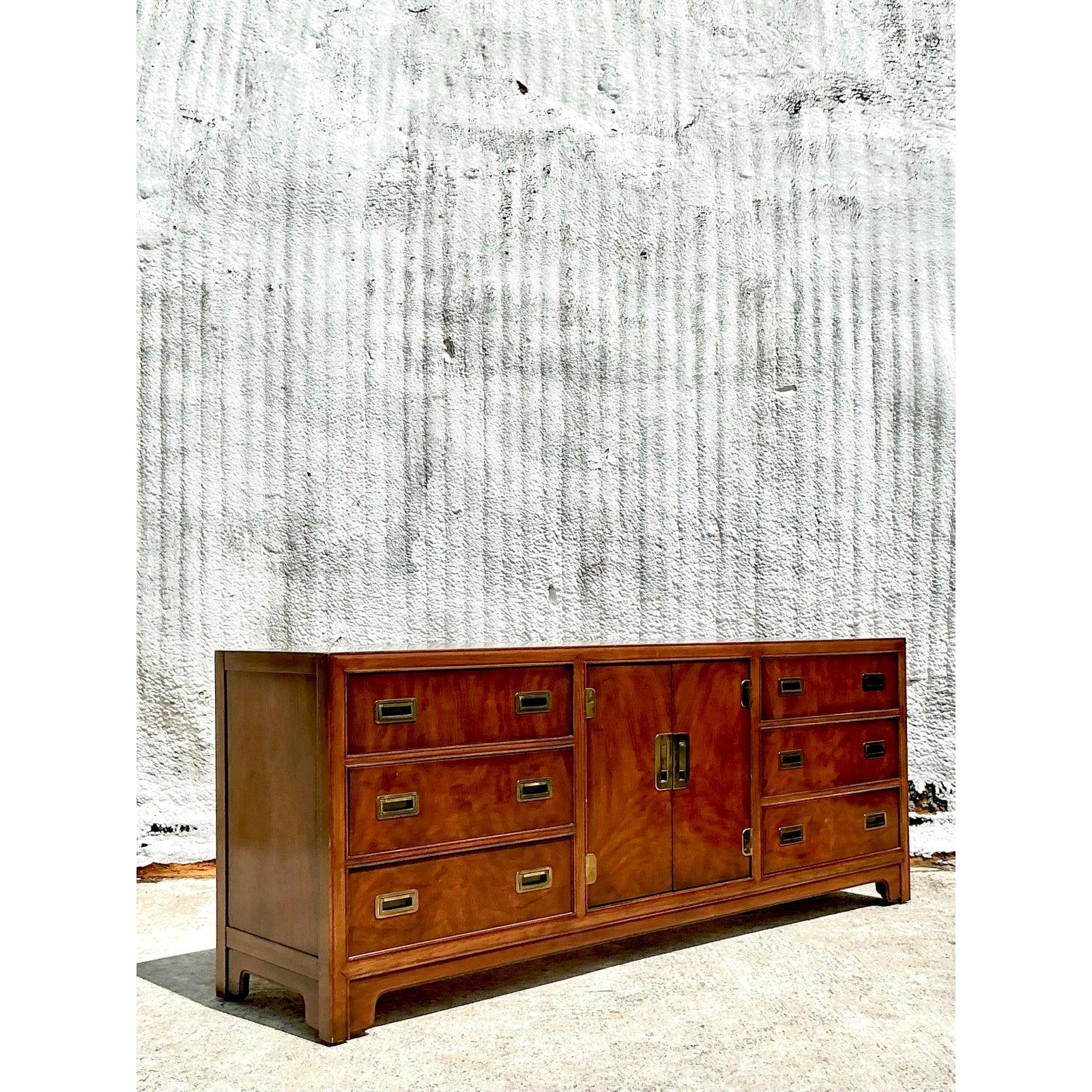 American Vintage Boho Drexel Campaign Credenza For Sale