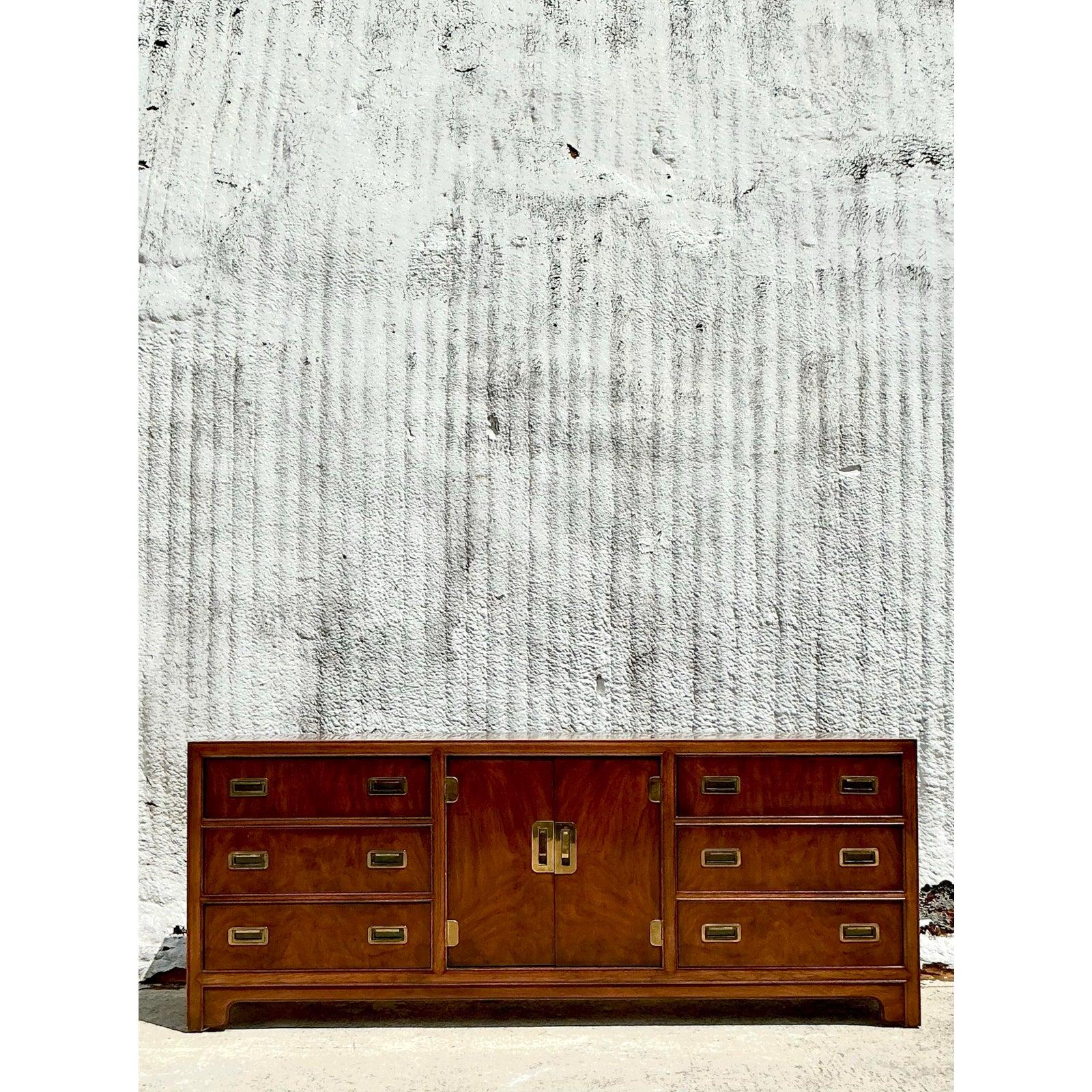 20th Century Vintage Boho Drexel Campaign Credenza For Sale