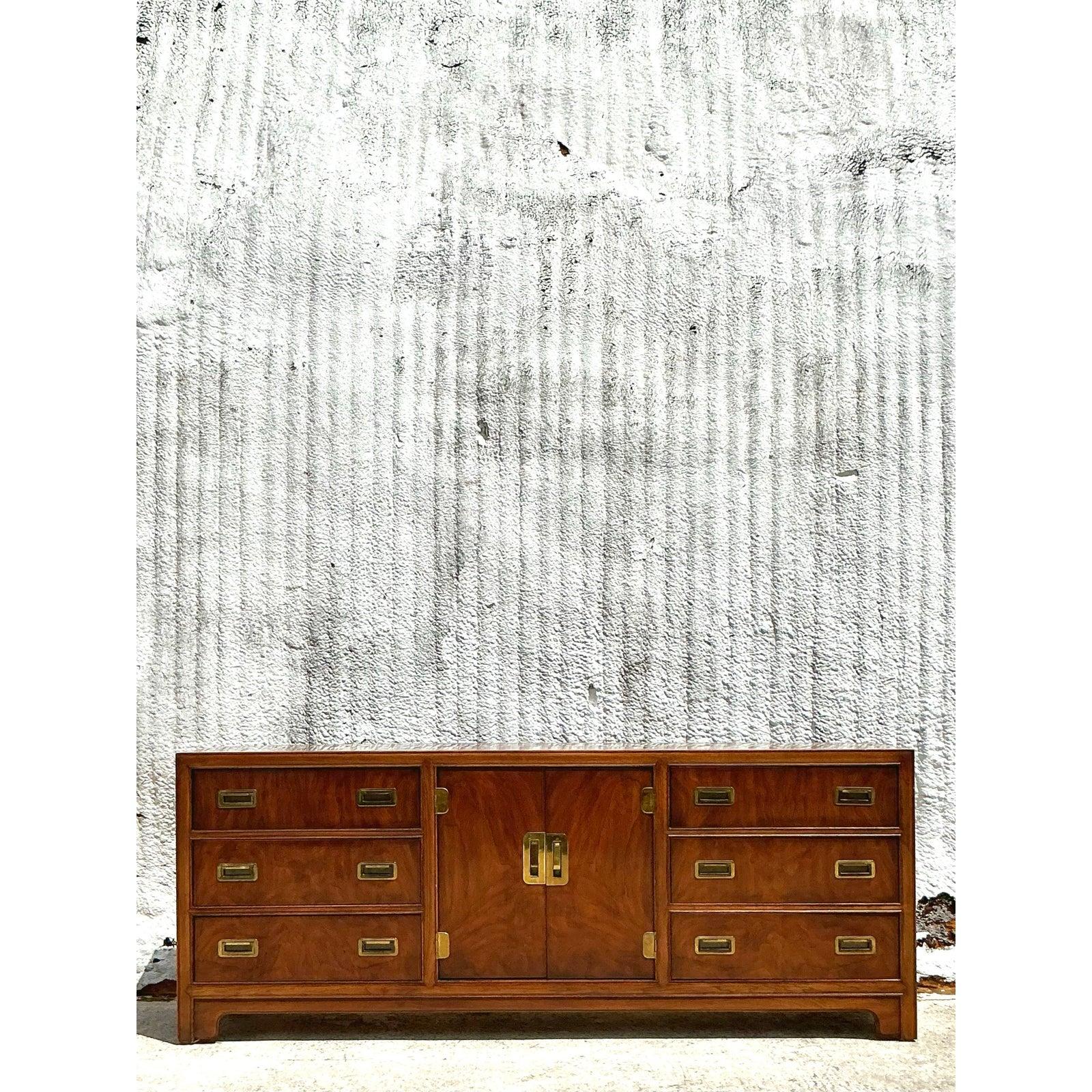 Vintage Boho Drexel Campaign Credenza For Sale 2