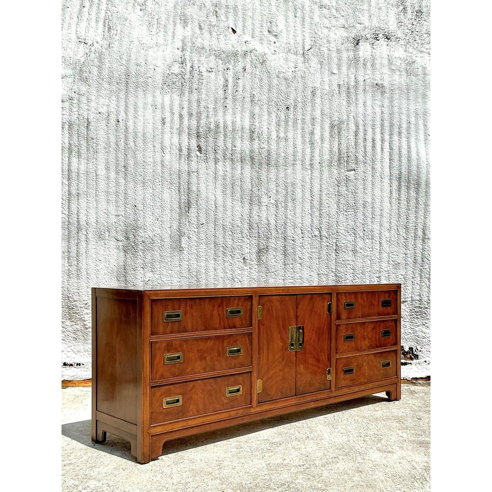 Vintage Boho Drexel Campaign Credenza For Sale 3