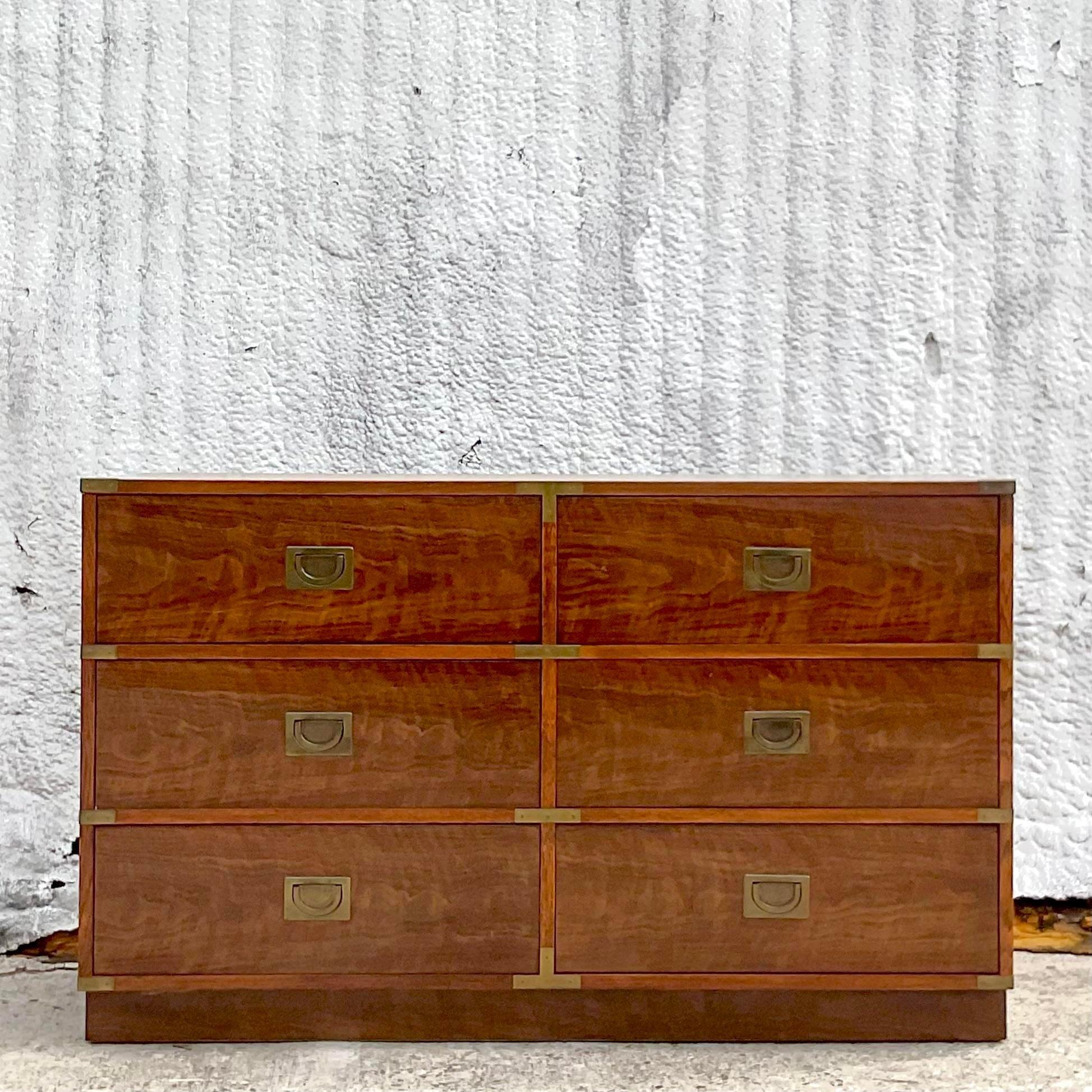 Vintage Boho Drexel Campaign Dresser In Good Condition For Sale In west palm beach, FL