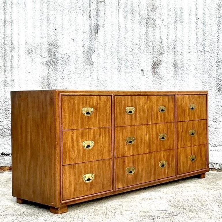20th Century Vintage Boho Drexel Campaign Triple Dresser