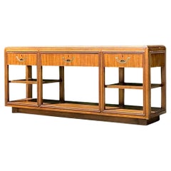 Vintage Boho Drexel Heritage Campaign Console Table