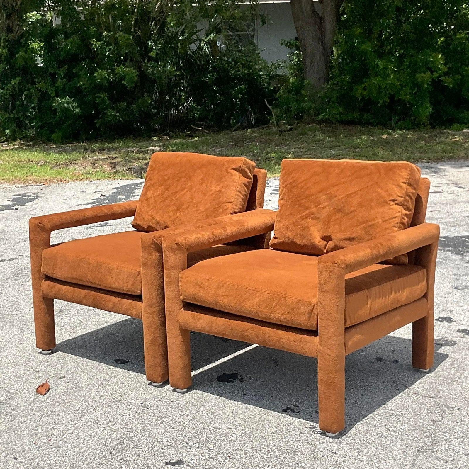 North American Vintage Boho Drexel Parsons Chair - a Pair