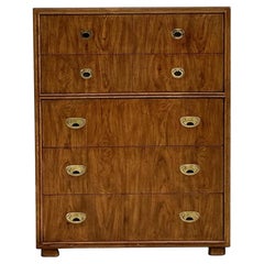 Vintage Boho Drexel Tall Campaign Chest of Drawers