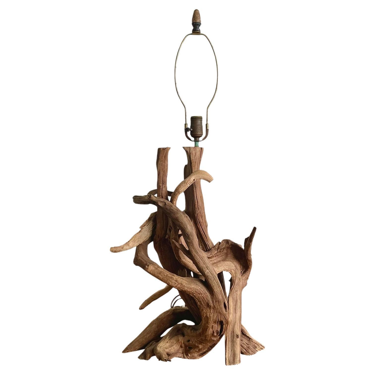 Vintage Boho Driftwood Lamp For Sale