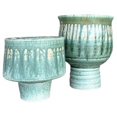 Vintage Boho Drip Glaze Pots - Set of 2