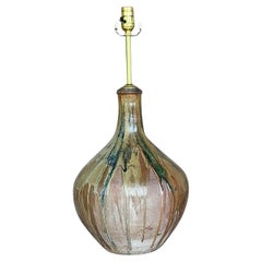 Vintage Boho Drip Glaze Studio Pottery Lamp