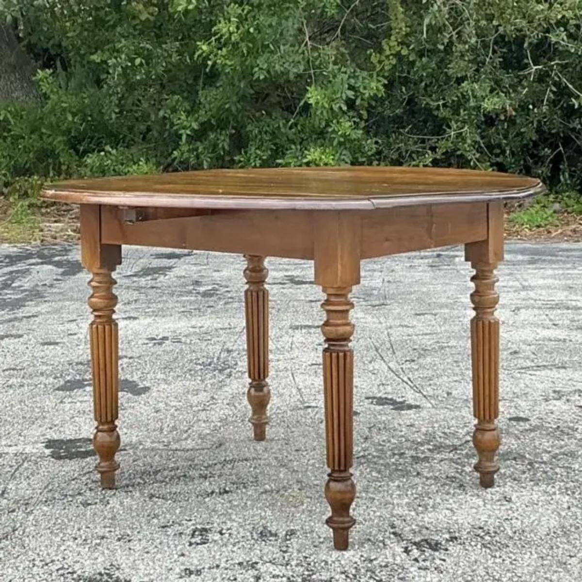 Vintage Boho Drop Leaf Dining Table In Good Condition For Sale In west palm beach, FL