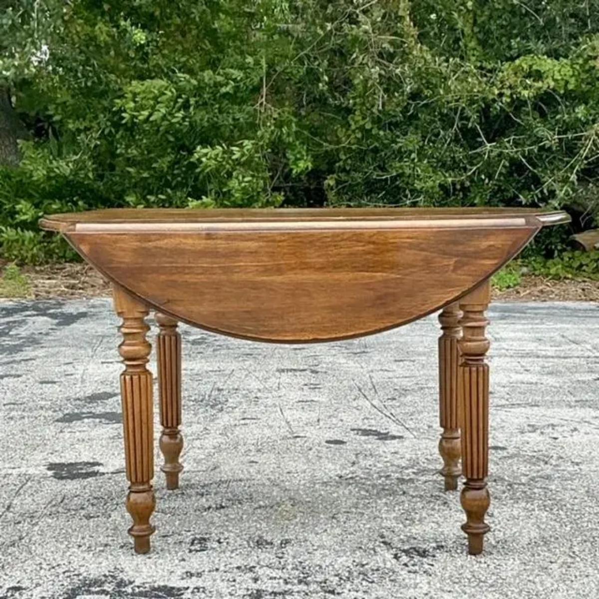 20th Century Vintage Boho Drop Leaf Dining Table For Sale